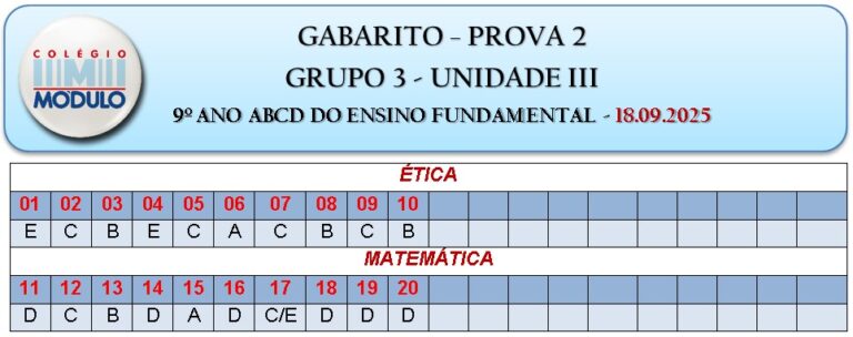 9os-GABARITO AVALIAÇÕES - P2G3 - 18.09.25